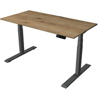 Kerkmann Smart office elektrisch höhenverstellbarer Schreibtisch eiche rechteckig, T-Fuß-Gestell grau 140,0 x 70,0 cm von Kerkmann