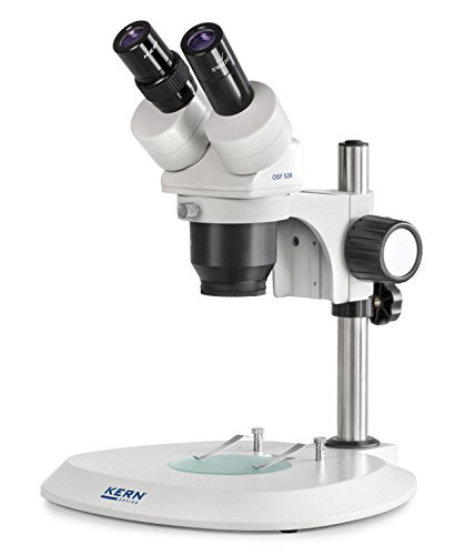 Stereomikroskop [Kern OSF 526] Das Robuste für Schule, Ausbildungsstätte, Werkstatt und Labor, Tubus: Binokular, Okular: HSWF 10x Ø23 mm, Sehfeld: Ø23 mm, Objektiv: 2x / 4x, Ständer: Säule von Kern