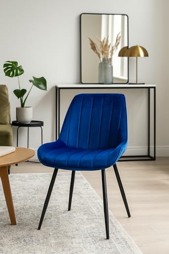 Kernlicht Esszimmerstühle 4er Set Samt Polsterstühle Königsblau Neu für Wohnzimmer, Esszimmer, Arbeitszimmer von Kernlicht