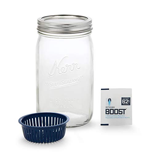Integra Boost Kerr Glas Humidor - Set aus 900 ml Glasgefäß und 6 Stück 62% 4 Gr Intrega Boost von Kerr