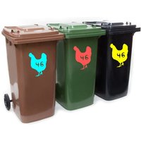 3 X Hühner Design Mülltonnen, Aufkleber/Abziehbilder, Jede Größe Oder Farbe, Mülleimer Identität, Organisierte Hausnummer von Kerratorium