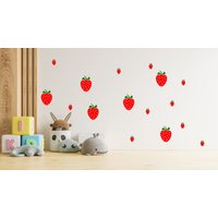 Erdbeeren Wandbild | Aufkleber Ablösbares Vinyl Keine Markierungen Küche Schlafzimmer Spielzimmer Spaß Gestalten von Kerratorium