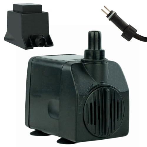 Wasserspiel-Pumpe 12 V – 450 L/H, nur 5 Watt, 7m Kabel, extrem leise, 80 cm Förderhöhe, Teichpumpe, Wasserpumpe, Aquariumpumpe, Zimmerbrunnen-Pumpe von Kerry Electronics