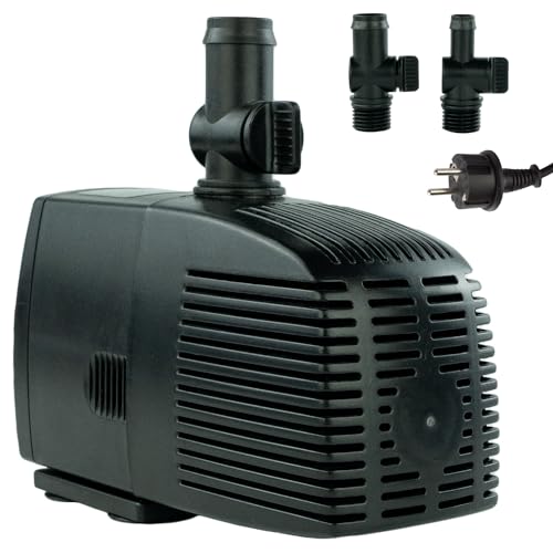 Teichpumpe 230 V – 1.500 L/H, 25 Watt, 10m Kabel, 250 cm Förderhöhe, Wasserpumpe, Wasserspielpumpe und Zimmerbrunnen-Pumpe | Springbrunnen-Pumpe von Kerry Electronics