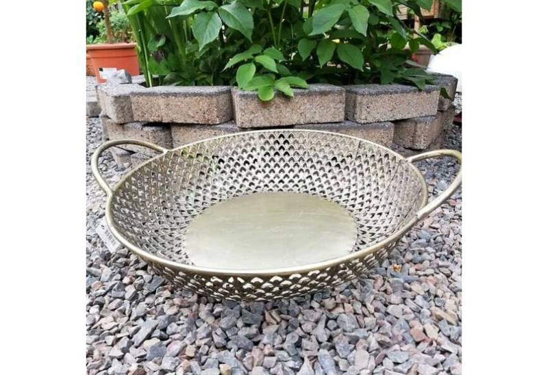 Kersten BV Dekoschale Goldene Metallschale mit Henkeln und Lochmuster 46cm von Kersten BV