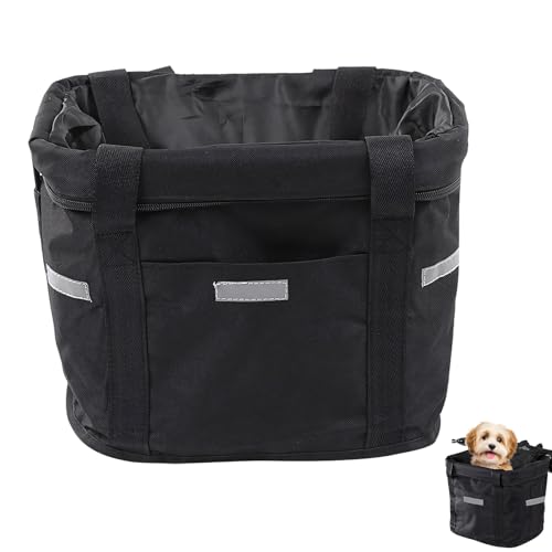 Faltbar Fahrradkorb Vorne, Fahrradkorb Lenker, Hundekorb Fahrrad Vorne, Abnehmbarer Lenkertasche Fahrrad, Für Kleiner Hund-Einkaufen-Reisen-Picknick, Mit Lenkeradapter (B) von Kertaym
