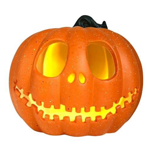 Halloween Kürbis LED Dekoration, Traditionelle Kürbislaterne, 22cm Große Kürbis Deko Outdoor, Kürbiswindlicht, Ideal Für Halloween Pumpkin Dekoration (B) von Kertaym
