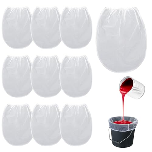 Kertaym 10 Stück Farbsieb, 1/2/5 Gallonen Lacksieb, Sieb Garten, Farbe Filterbeutel, Filtertuch mit elastischen oberen Öffnung für Farbe Gartenarbeit Hydroponik (A) von Kertaym