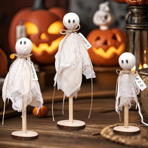 Kertaym Halloween Geister Ornamente Auf Holzstaender Gruselige Gespenster Dekoration Für Tischgestaltung Regale Und Gestufte Tabletts Mit Ständern Inklusive Flexible Innendekor Kertaym Halloween Geister Ornamente Auf Holzstaender Gruselige Gespenster Dekoration Für Tischgestaltung Regale Und Gestufte Tabletts Mit Ständern Inklusive Flexible Innendekor von Kertaym