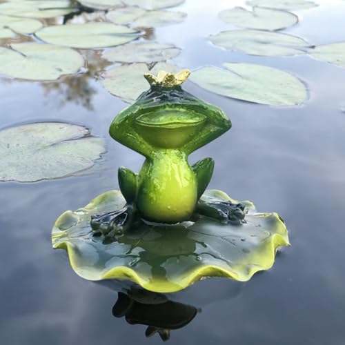 Kertaym Schwimmfrosch Gartenfigur Harzfigur Für Teich Balkon Miniteich Gartenaccessoire Schwimmender Frosch Dekoersatz Teichgestaltung Outdoor-Wasserdkoration (B) von Kertaym