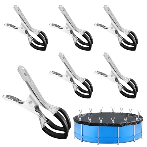 Klammern Groß für Poolabdeckung & Strandliegen, Klemmzwingen aus Edelstahl mit starker Feder, planenclips, Befestigungsklammern für Outdoor & Camping (5 Stück Schwarz) von Kertaym