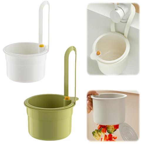 Siebkorb Für Spülbecken, Wasserhahn Hängender Strainer, Abflusssieb Küchenspüle, Abnehmbare Silikon Waschbecken Sieb, Für Waschen/Organizer in Küche (weiß+ grün) von Kertaym