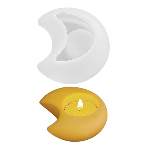 Silikonform Kerzenhalter, 3 Stile Silikonform Weihnachten, Kerzenform Aus Epoxidharz, Geeignet Für Kerzen, Teelichter, Geburtstagsfeier Und DIY-Dekorationen Für Zuhause(Stern/Mond/Herz) (B) von Kertaym