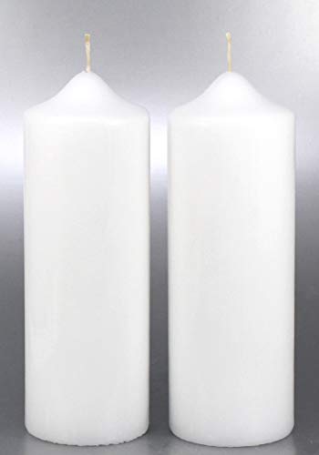 2 Stück Stumpenkerze rund, weiss 20 x 7 cm - Kerzenrohling 200/70 mm - 4701 - Geeignet zum Verzieren und Gestalten. von Kerzen Junglas