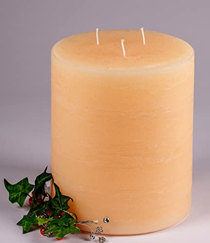 3 Docht Rustic-Kerzen XXL mit Struktur, Farbe: Champagner, Crem, Größe: 20 x 17 cm Ø. Eine schöne Rustik-Kerze für Ihr Zuhause. 3 Wick Pillar Candles. (4005) von Kerzen Junglas