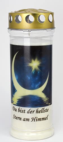 Kerzen Junglas Grablicht, Grabkerze ür Sternenkinder Motiv Stern, Größe 21x7,5 cm - 3929 7 Tage Brenndauer – Friedhofskerze, Trauerkerze mit Motiv. Kerzen Junglas Grablicht, Grabkerze ür Sternenkinder Motiv Stern, Größe 21x7,5 cm - 3929 7 Tage Brenndauer – Friedhofskerze, Trauerkerze mit Motiv. von Kerzen Junglas