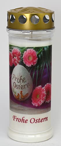 Kerzen Junglas - Grabkerze Ostern mit 7 Tagen Brenndauer, (3874), schöne Grablichter mit Motiv, Grabkerzen mit Deckel, Grabschmuck wetterfest, Trauerkerzen mit Spruch, Friedhofskerzen von Kerzen Junglas