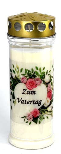 Kerzen Junglas - Grabkerze Vatertag mit 7 Tagen Brenndauer, (3792), schöne Grablichter mit Motiv, Grabkerzen mit Deckel, Grabschmuck wetterfest, Trauerkerzen mit Spruch, Friedhofskerzen von Kerzen Junglas