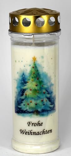 Kerzen Junglas - Grabkerze Weihnachten, 7 Tage Brenndauer (3958) Grablicht mit Motiv und Spruch, Wetterfester Grabschmuck von Kerzen Junglas