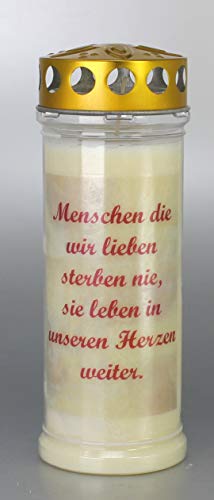 Grabkerze mit Spruch, (21x7,5 cm) Grablicht mit 7 Tage Brenndauer (3894), Wetterfestes Trauerlicht mit Deckel, Hochwertige Trauerkerze, Edle Gedenkkerze aus Deutschland von Kerzen Junglas