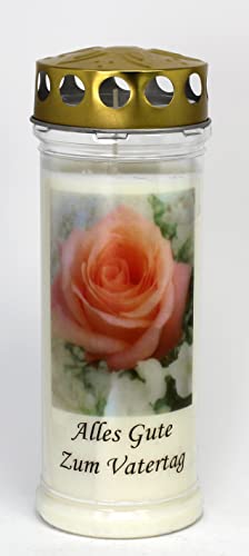 Grabkerze Vatertag, (21x7,5 cm) Grablicht mit 7 Tage Brenndauer (3927) - Hochwertige Trauerkerze, Edle Gedenkkerze aus Deutschland von Kerzen Junglas
