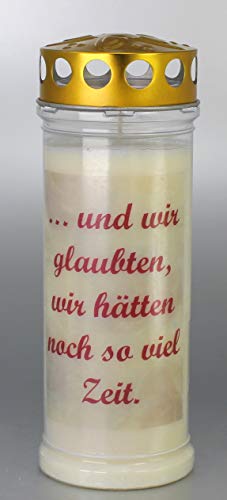 Grabkerze mit Spruch, (21x7,5 cm) Grablicht mit 7 Tage Brenndauer (3892), Wetterfestes Trauerlicht mit Deckel, Hochwertige Trauerkerze, Edle Gedenkkerze aus Deutschland von Kerzen Junglas