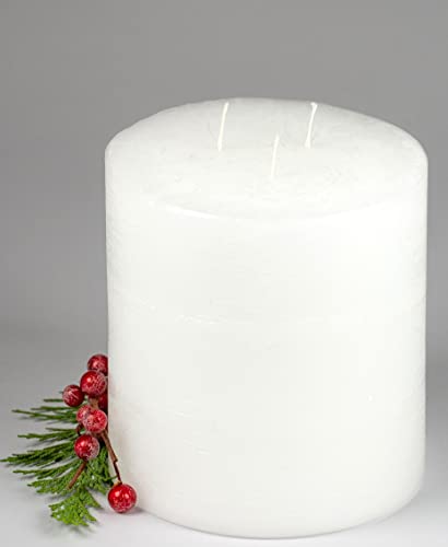 Kerzen Junglas 3 Docht Rustic-Kerze mit Struktur, Farbe: Weiß - Höhe: 12 x 12 cm Ø. Eine schöne Rustik-Kerze für Ihr Zuhause. 3 Wick Pillar Candles. (4038) von Kerzen Junglas