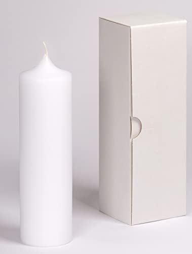 Stumpenkerze weiss 25 x 7 cm, mit Karton zur Aufbewahrung - 4801 - Kerzenrohling 250x70 mm zum Basteln und Verzieren von Kerzen Junglas