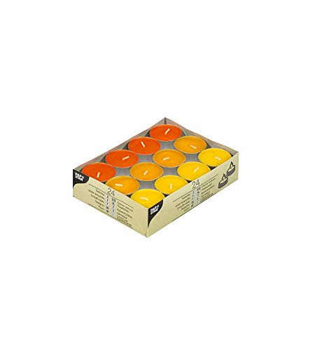24 Teelichte Ø 38 mm · 16 mm "gelb, orange, borneo" von PAPSTAR