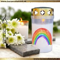Grabkerze Mit Regenbogen | Personalisierbar Für Kinder 21 Sternenkind Grabdeko Grabschmuck Kerze Friedhof Led Grablicht von KerzenDietrich