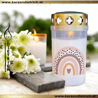 Grabkerze Mit Regenbogen | Personalisiert Für Kinder 22 Sternenkind Grabdeko Grabschmuck Kerze Friedhof Led Grablicht von KerzenDietrich