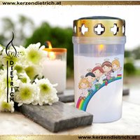 Grabkerze Mit Regenbogen | Personalisiert Für Kinder 4 Sternenkind Grabdeko Grabschmuck Kerze Friedhof Led Grablicht von KerzenDietrich