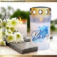 Grablicht Kleiner Bruder | Personalisierbar Motiv 1 Little Brother Weiß Mit Deckel Grabkerze Friedhof von KerzenDietrich