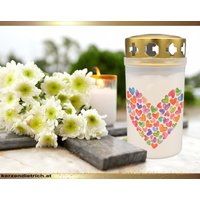 Grabkerze Oder Led Grablicht | Herzen Love Personalisierbar Weiß Mit Deckel Liebe 4 Grabdeko Grabschmuck Kerze Friedhof von KerzenDietrich