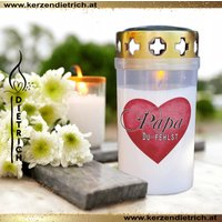 Grabkerze Oder Led Grablicht Papa | Für Vater Weiß Mit Deckel Motiv Herz Engelsflügel Himmel Himmelstreppe Kerze Friedhof von KerzenDietrich
