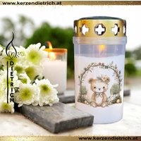 Grablicht Bär 4 | Personalisierbar Sternenkind Tiermotiv Tiere Grabkerze Grabdeko Grabschmuck Kerze Friedhof Kindergrab von KerzenDietrich