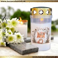 Grablicht Fuchs | Personalisierbar Sternenkind Tiermotiv 7 Tiere Grabkerze Grabdeko Grabschmuck Kerze Friedhof Kindergrab von KerzenDietrich