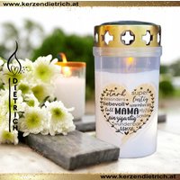 Grablicht Mama | Personalisierbar Grabkerze Zum Muttertag Mutter 24 Grabdeko Grabschmuck Kerze Friedhof von KerzenDietrich