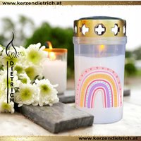 Grabkerze Mit Regenbogen | Personalisierbar Für Kinder 14 Sternenkind Grabdeko Grabschmuck Kerze Friedhof Led Grablicht von KerzenDietrich