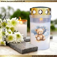 Grablicht Teddybär | Personalisierbar Grabkerze Für Sternenkinder Kinder 26 Grabdeko Grabschmuck Kerze Friedhof von KerzenDietrich