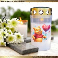 Grablicht Winnie Puuh | Personalisierbar Grabkerze Für Sternenkinder Kindermotiv Grabdeko Grabschmuck Kerze Friedhof von KerzenDietrich