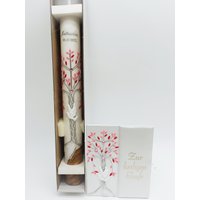 Taufset Taufkerze Lebensbaum Kätzchenweide Rosa Holz - Personalisierbar von KerzenDream