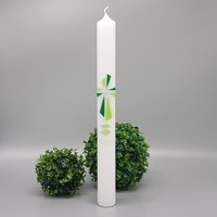Kommunionkerze Modernes Kreuz Grüntöne Inkl Name/Datum/Anlass von KerzenExpress