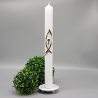 Kommunionkerze Paul Regenbogen Fisch 40 X 4 Junge Oder Mädchen Kelch von KerzenExpress