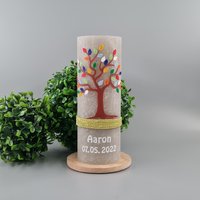 Taufkerze Ludwig Bunt Rustik Junge Mädchen Bunt Inkl. Name/Datum/Anlass von KerzenExpress