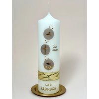 Taufkerze Christliche Symbole Taube Kreuz Fisch 250/70 Mm Original Design Tkr4108 von KerzenOase
