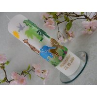 Taufkerze Jungen Mädchen Arche Noah, Elefant, Taube, Sonne, Tiere, Handarbeit Wachsverzierung Inkl.beschriftung Original Design Tkr184 von KerzenOase