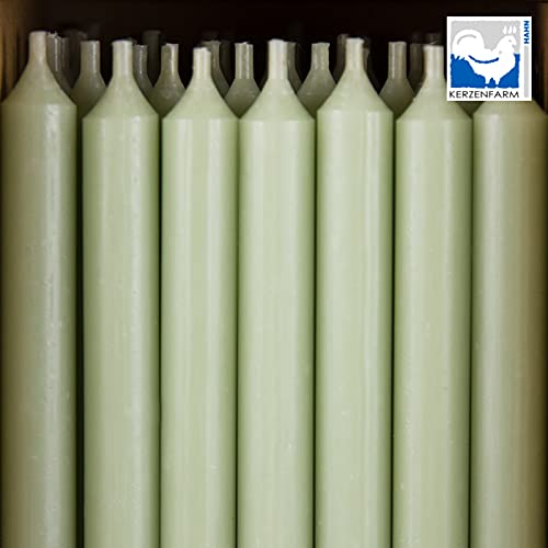 Kerzenfarm Hahn Durchgefärbte Stabkerzen in Salbei, kurze Geburtstagskerzen aus Paraffin, für Geburtstag, Hochzeiten & Co., ohne Tropfen & Rußen, 110mm x Ø 13mm Kerzenfarm Hahn Durchgefärbte Stabkerzen in Salbei, kurze Geburtstagskerzen aus Paraffin, für Geburtstag, Hochzeiten & Co., ohne Tropfen & Rußen, 110mm x Ø 13mm von Kerzenfarm Hahn