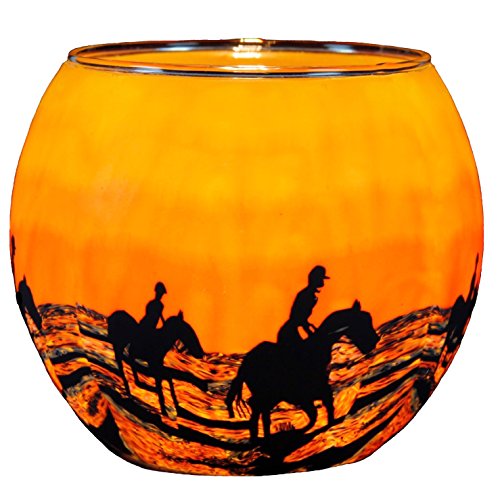 Kerzenfarm plaristo Pferde in The Sunrise Teelichthalter mit 11 cm Durchmesser Glowing Glas, Mehrfarbig von Kerzenfarm