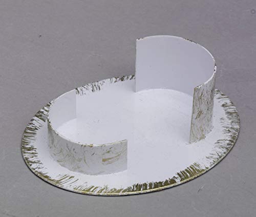 Kerzenhalter Oval aus Messing Weiß/Gold lackiert (Innen 9 x 5 cm) für Ellipsenkerzen, Ovalkerzen von Kerzenhalter